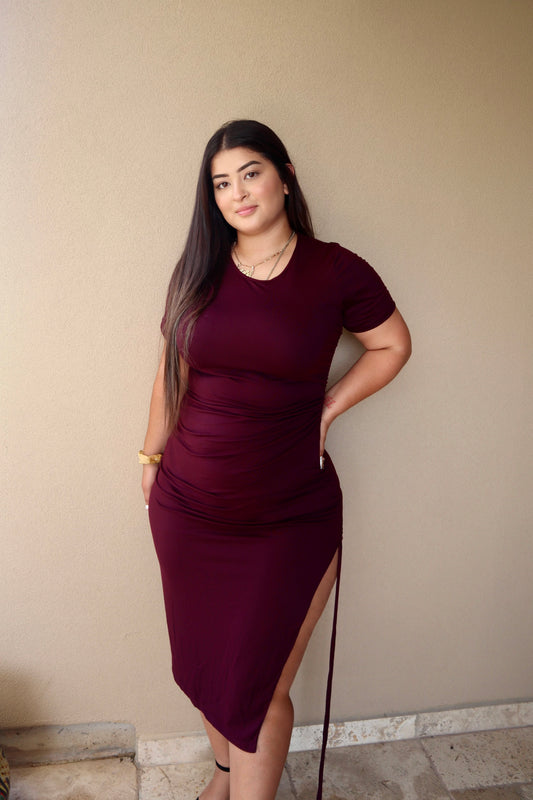 Plus Gema-Burgundy Dress