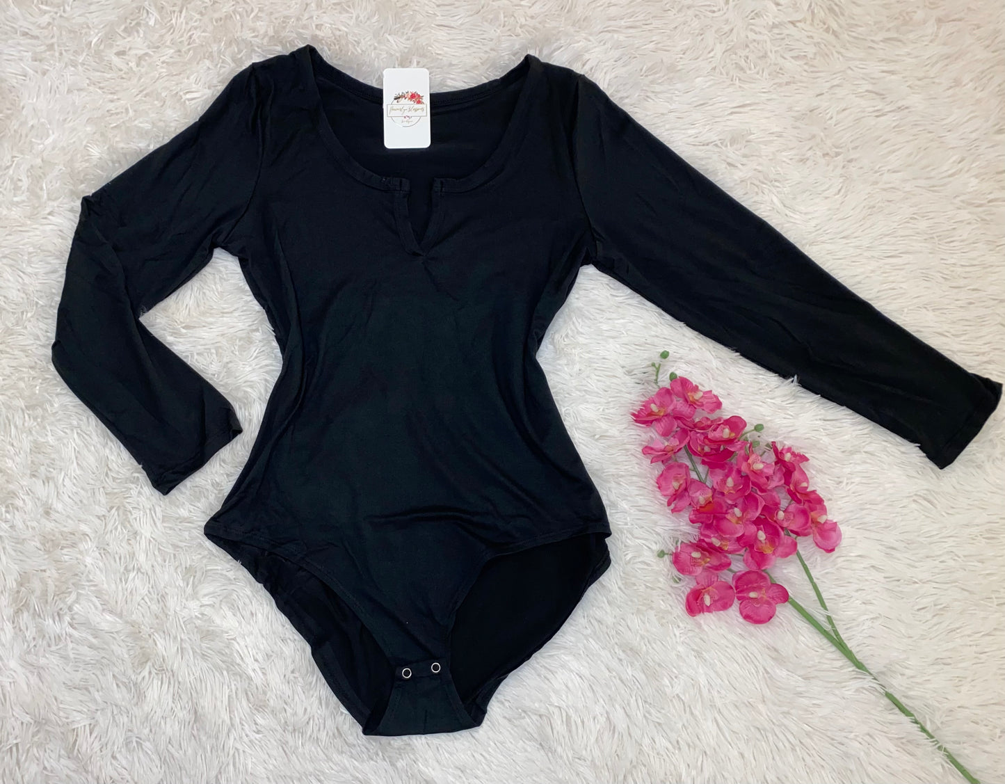 “PLUS” Black Bodysuit